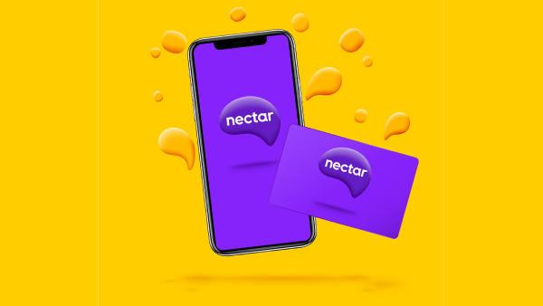 A Nectar card and a phone showing the Nectar app